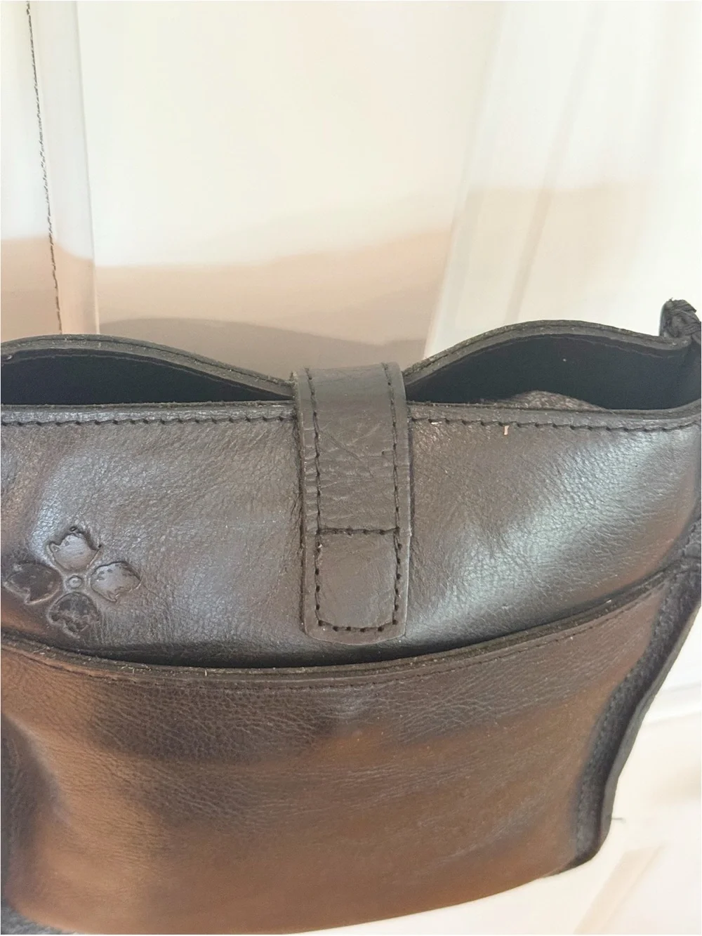 Patricia Nash Venezia Black Leather Pouch Crossbody Bag